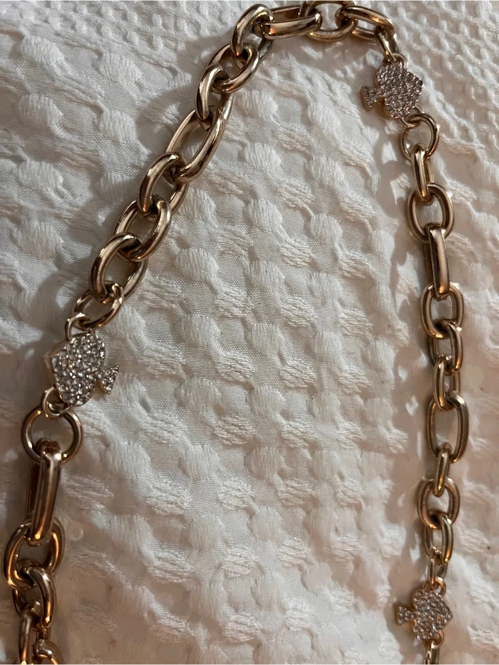 kate spade Gold-Tone Link Charm Belt with Logo Disc